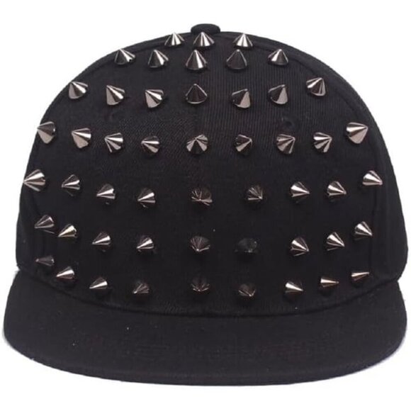 Unisex Black Baseball Cap Rock Cool Hip Hop Studded Rivet Snapback Flat Hat main image 5
